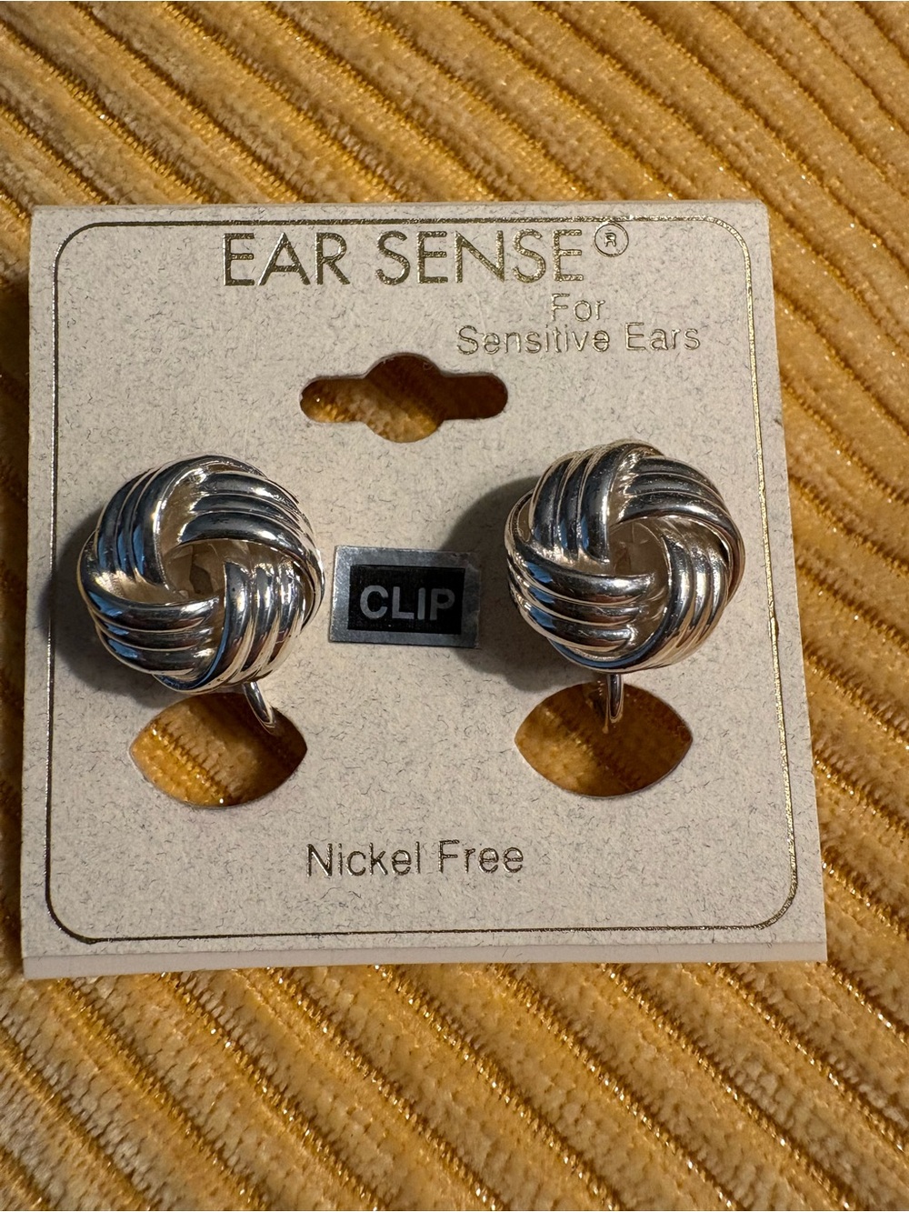 Silver Knot Clip-On Earrings for Sensitive Ears
